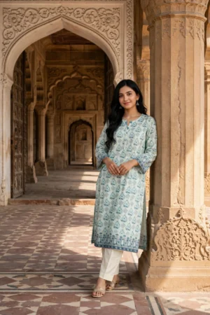 Sea Green / Ice Blue Geometric Printed 2-Piece Suit